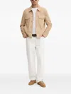 Trussardi Suede-finish Button-up Jacket In Neutral