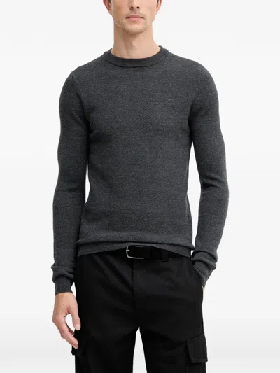 Trussardi Textured Crewneck Jumper In Gray