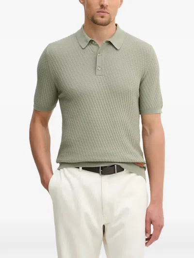 Trussardi Textured-knit Polo Shirt In Green