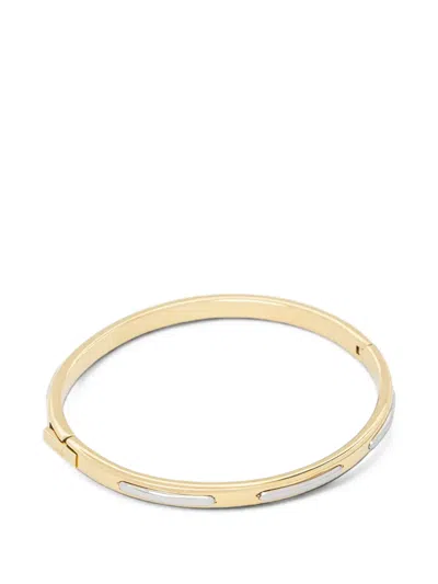 Trussardi Two-tone Engraved Bangle Bracelet In Gold