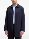 Trussardi Collared Buttoned Coat In Blue