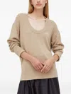 Trussardi U-neck Ribbed Sweater In Neutral