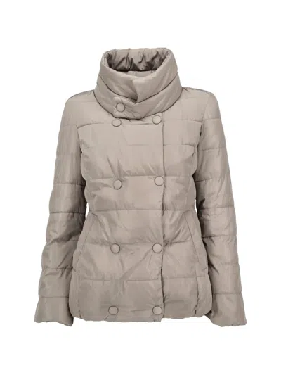 Pre-owned Trussardi Vintage Double-breasted Puffer Coat In Gray