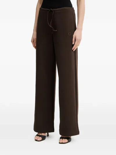 Trussardi Wide-leg Drawstring Track Pants In Brown