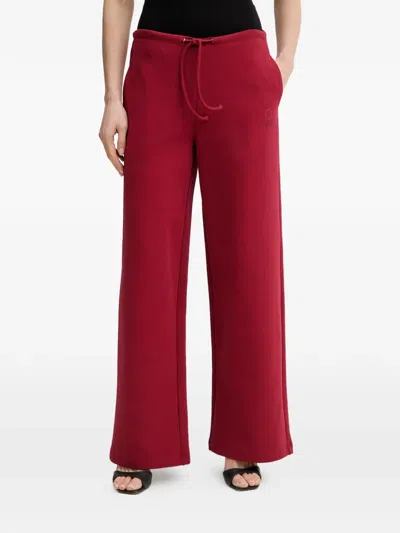 Trussardi Wide-leg Drawstring Track Pants In Red