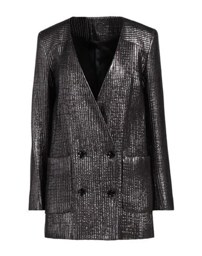 Trussardi Woman Blazer Charcoal Size 4 Acrylic, Polyamide, Polyester, Wool In Grey