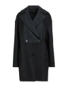 Trussardi Woman Coat Black Size 4 Acrylic, Viscose, Polyester, Textile Fibers, Wool In Blue
