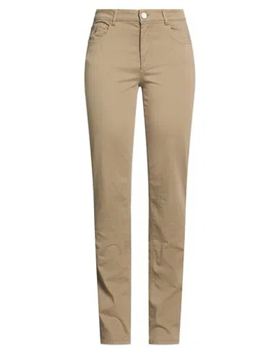 Trussardi Woman Pants Military Green Size 26 Cotton, Elastane