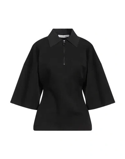 Trussardi Woman Polo Shirt Black Size L Cotton, Polyester, Elastane
