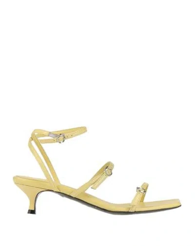 Trussardi Woman Sandals Yellow Size 8 Calfskin