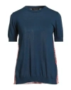 Trussardi Woman Sweater Blue Size L Cotton, Silk In Blue