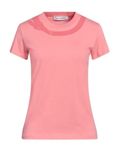Trussardi Woman T-shirt Salmon Pink Size S Cotton