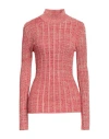Trussardi Woman Turtleneck Red Size L Viscose, Polyamide In Red