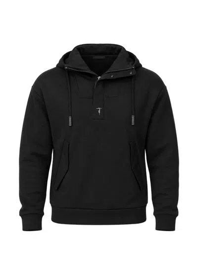 Trussardi Woven-detail Cotton Hoodie In Black
