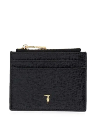 Trussardi Zip Animal-motif Card Holder In Black