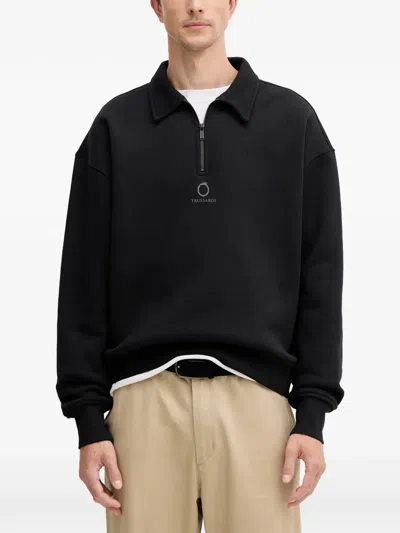 Trussardi Zip Collar Sweatshirt In Black
