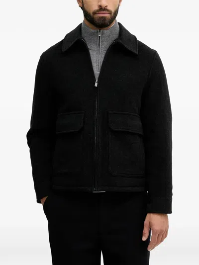 Trussardi Zip-up Shirt Jacket In Black