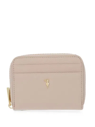 Trussardi Zip-fastening Card Wallet In Neutral