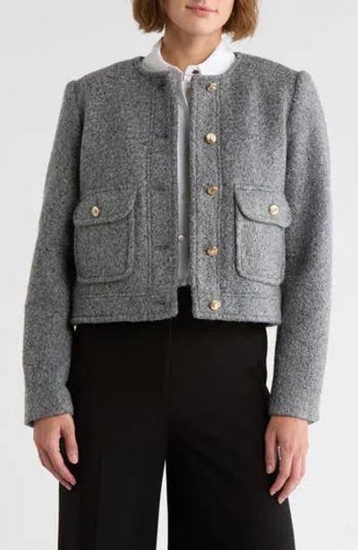 Truth Bouclé Crop Jacket In Gray