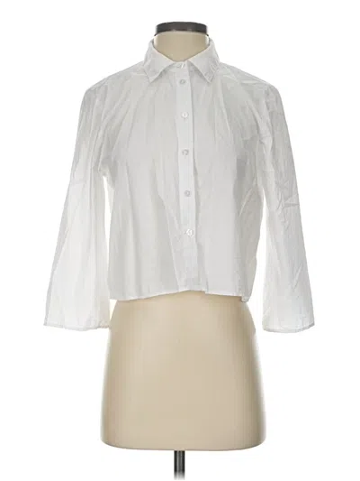 Pre-owned Truth By Republic 3/4 Sleeve Button Down Shirt In White