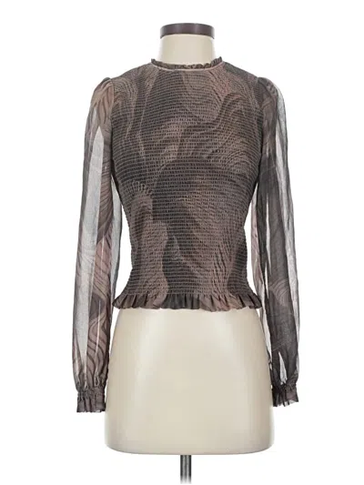 Pre-owned Truth By Republic Long Sleeve Blouse In Brown