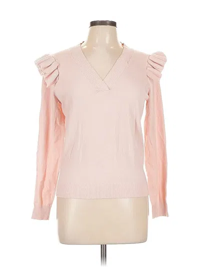 Pre-owned Truth By Republic Long Sleeve Top Pink Sweetheart Neckline Tops