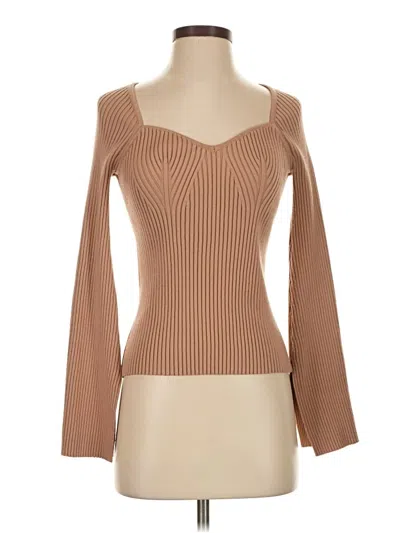 Pre-owned Truth By Republic Long Sleeve Top Tan Cold Shoulder Neckline Tops