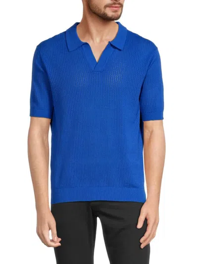 Truth By Republic Men's Solid Johnny Collar Polo In Royal
