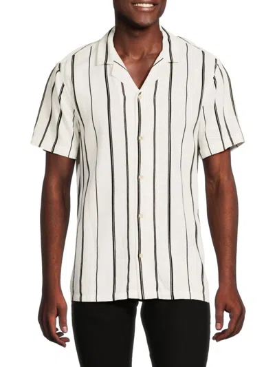 Truth By Republic Men's Striped Camp Shirt In White Blue