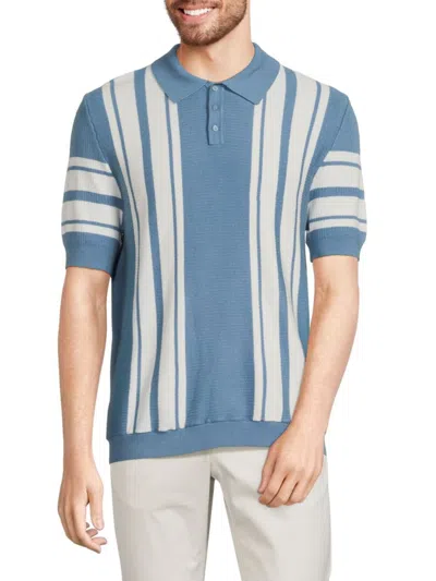 Truth By Republic Men's Striped Polo In Blue Ivory