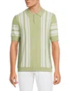 Truth By Republic Men's Striped Polo In Green Ivory