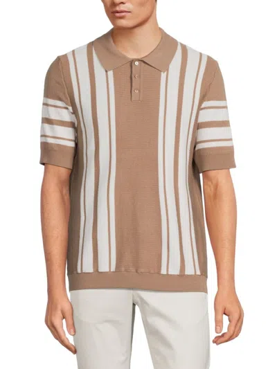 Truth By Republic Men's Striped Polo In Natural Ivory