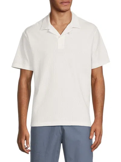 Truth By Republic Men's Textured Camp Collar Polo In White