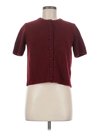 Pre-owned Truth By Republic Short Sleeve Blouse In Burgundy