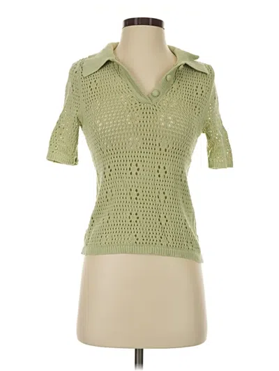 Pre-owned Truth By Republic Short Sleeve Blouse In Green