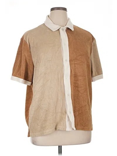 Pre-owned Truth By Republic Short Sleeve Button Down Shirt In Brown