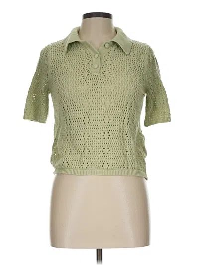 Pre-owned Truth By Republic Short Sleeve Top Green Collared Neckline Tops
