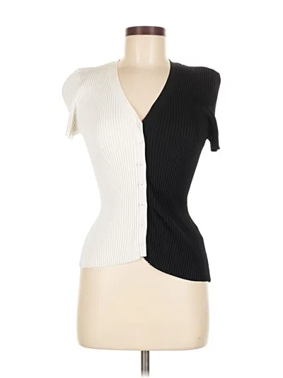 Pre-owned Truth By Republic Short Sleeve Top Ivory Plunge Neckline Tops In White