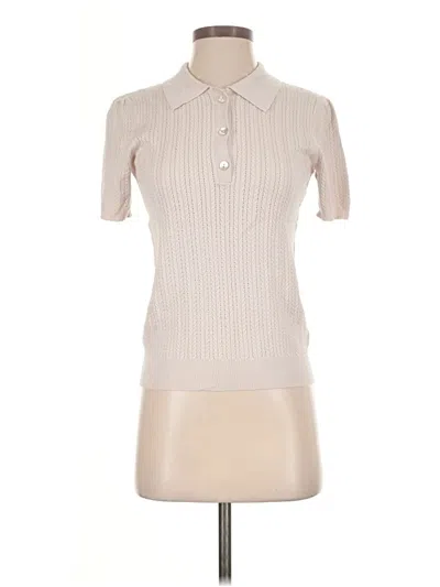 Pre-owned Truth By Republic Short Sleeve Top Tan Collared Neckline Tops