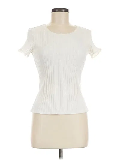 Pre-owned Truth By Republic Short Sleeve Turtleneck In Ivory