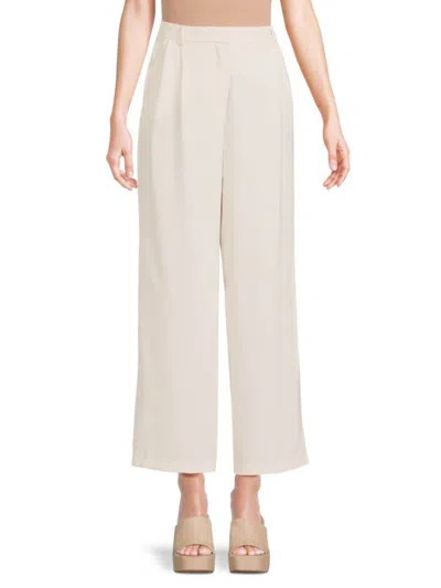 Truth By Republic Women's Crepe Pleated Wide Leg Pants In Oyster