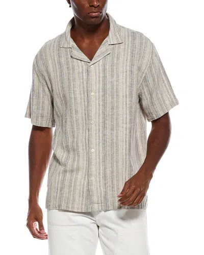 Truth Camp Collar Linen-blend Stripe Shirt In Orange