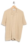 Truth Camp Collar Short Sleeve Snap Front Sweater In Neutral