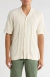 Truth Camp Collar Short Sleeve Snap Front Sweater In White