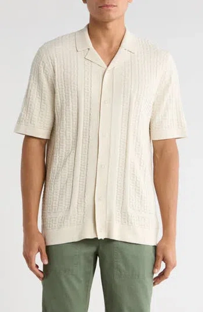 Truth Camp Collar Short Sleeve Snap Front Sweater In White