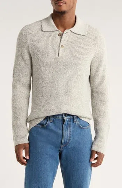 Truth Chenille Long Sleeve Polo In Neutral