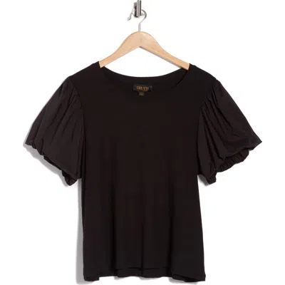 Truth Crewneck Puff Sleeve Top In Black