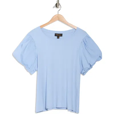 Truth Crewneck Puff Sleeve Top In Blue