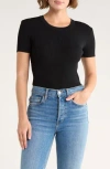 Truth Crewneck Short Sleeve Rib Sweater In Black