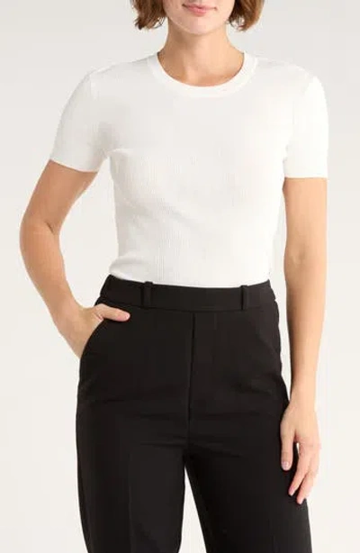 Truth Crewneck Short Sleeve Rib Sweater In White